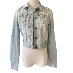Hollister Women Size M (runs small) Denim Jean Jacket Distressed